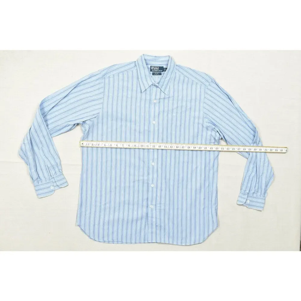 Polo Ralph Lauren Nelson Classic Fit Men's L Large Blue White Striped Long Sleev